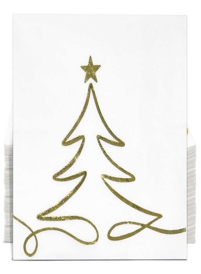 Gift Boutique 100 Pcs Christmas Tree Cocktail Beverage Napkins Disposable Paper Xmas Gold Foil Dessert Napkin Holiday Party Supplies Decor - Image 4